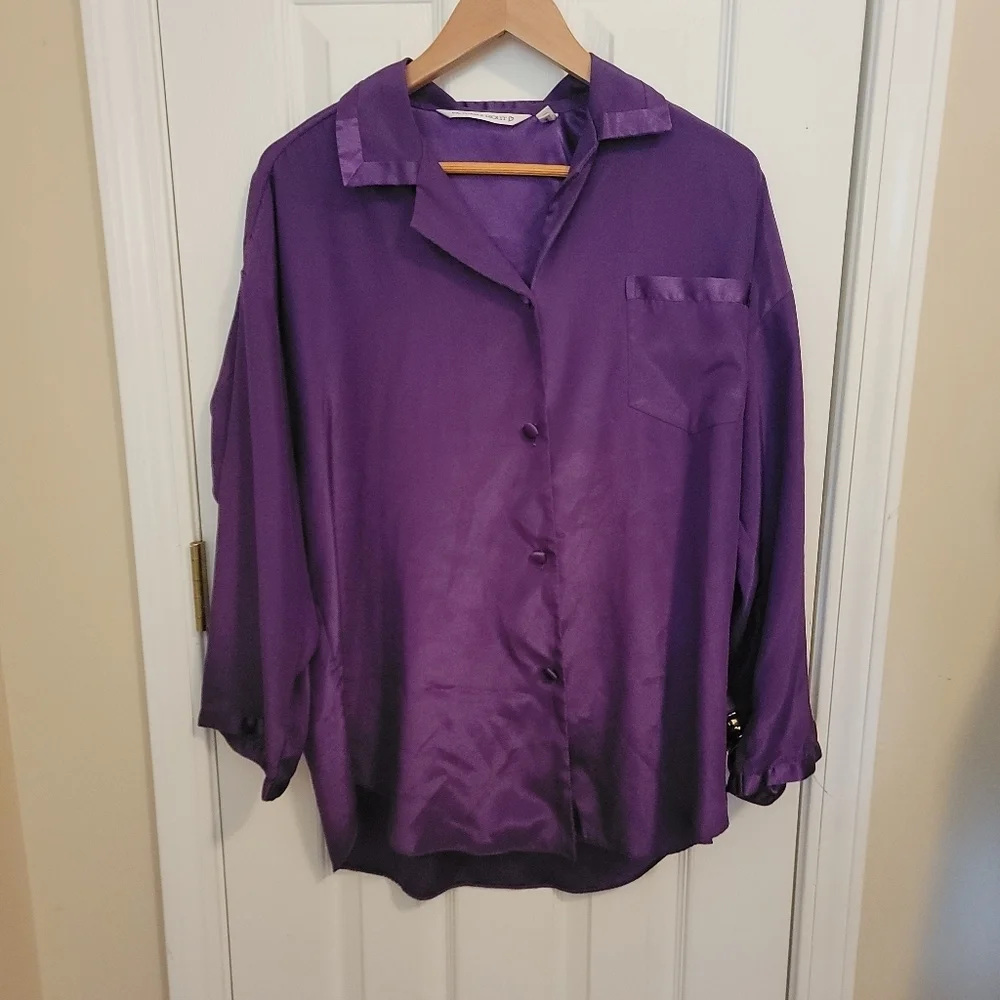 Victoria's Secret Purple Oversized Satin Sleep Shirt Size S - Picture 5 of 6